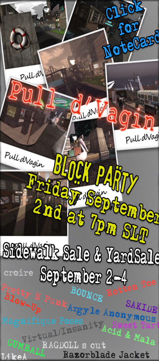 Pull d'Vagin Kick Off Party Friday September 2nd at 7pm SLT
